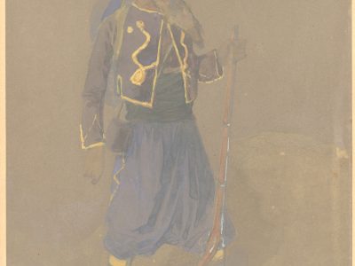Dessin Aquarelle - Turcos - Tirailleur - 1860 - Uniforme - Second Empire - Napoléon III - 1870