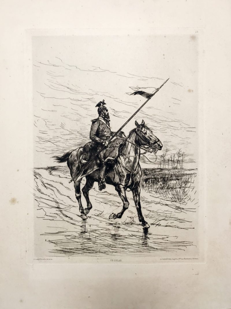 Edouard Détaille - Uhlan Prusse 1870 - Estafette - Guerre Franco Prussienne - 1870/1871 - Uniforme - Gravure