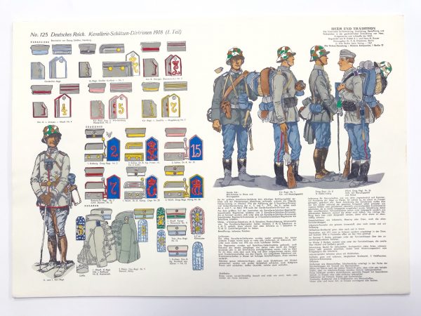 Planche 125 - Heer Und Tradition - Hans Bauer - Uniforme - Deutsches Reich - 1918 - Kavallerie Schutzen - Die Historische Uniformierung - 1968 (Copie)