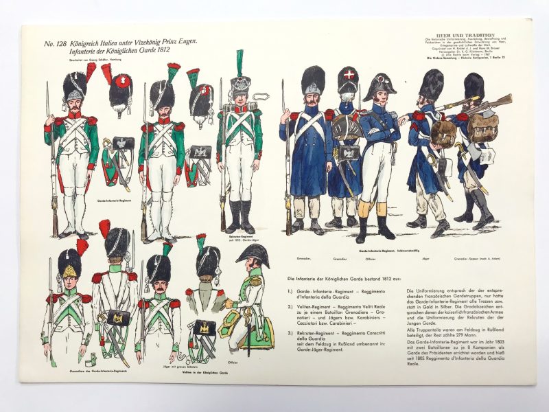 Planche 128 - Heer Und Tradition - Hans Bauer - Uniforme - Die Historische Uniformierung - Königreich Italien - 1812 - Garde Italienne - 1967