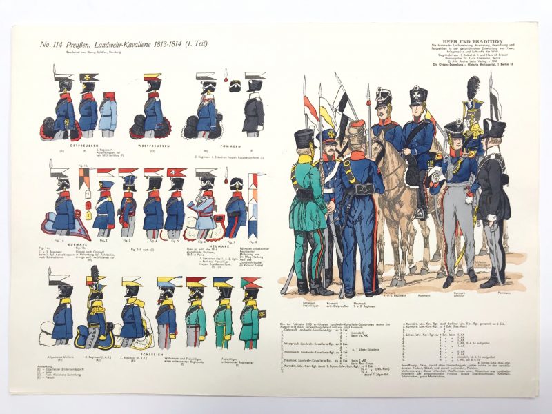 Planche 114- Heer Und Tradition - Hans Bauer - Uniforme - Preussen Landwehr Kavallerie - 1813-1814 - Die Historische Uniformierung - 1967