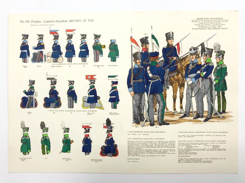 Planche 115- Heer Und Tradition - Hans Bauer - Uniforme - Preussen Landwehr Kavallerie - 1813-1814 - Die Historische Uniformierung - 1967