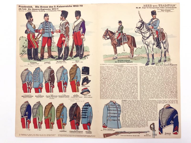 Planche 89 - Heer Und Tradition - Hans Bauer - Uniforme - Napoleon III Husaren - 1852 - 1870 - Die Historische Uniformierung