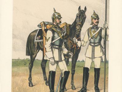 Planche Gravure Illustration Richard Knötel - Cavalerie - Cuirassier Prussien - Leib Kuirassier N°1 / 1906 - Uniforme - Kuirassier