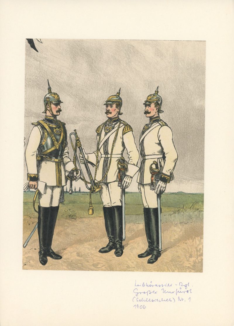 Planche Gravure Illustration Richard Knötel - Cavalerie - Cuirassier Prussien - Leib Kuirassier N°1 / 1906 - Uniforme - Kuirassier