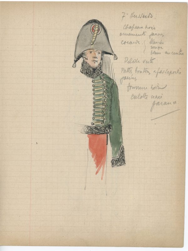 Lot de 33 pages de carnet illustrées - Dessin crayon - uniforme - soldat - 1er Empire - Napoleon 1er - Espagne - Hollande - France