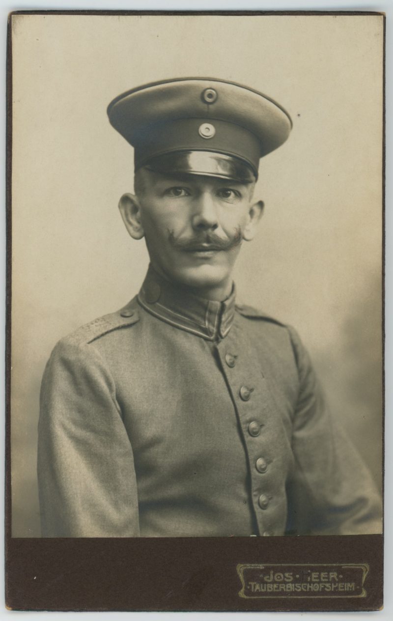 Ancienne Photographie - Grande CDV - Soldat Portrait - 1er Guerre Mondiale - Uniforme - Prusse - Casquette - Tauberbischofsheim