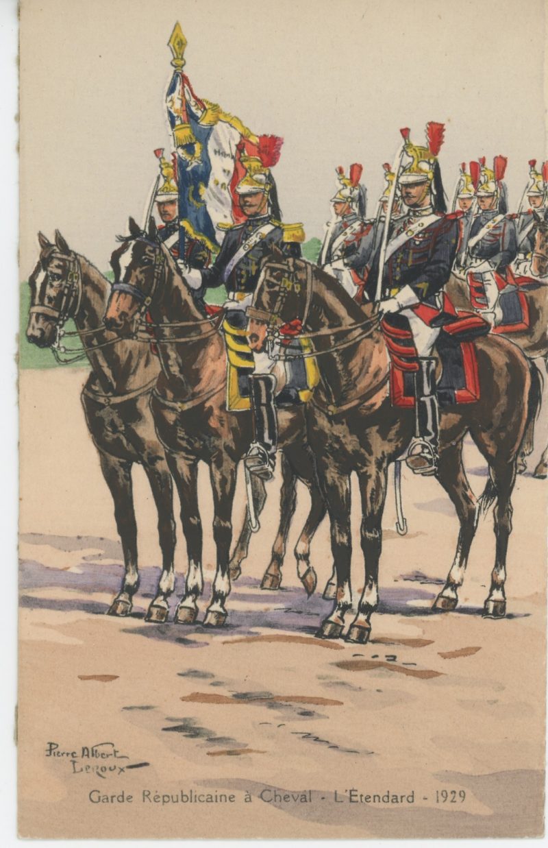 Carte Postale Illustrée - Pierre Albert Leroux- Edition Militaire Illustrées -Garde Républicaine Etendard - 1930