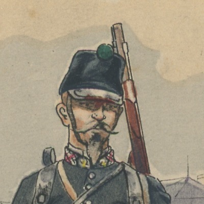 Carte Postale Illustrée - Pierre Albert Leroux- Edition Militaire Illustrées - Chasseur à Pied 1873