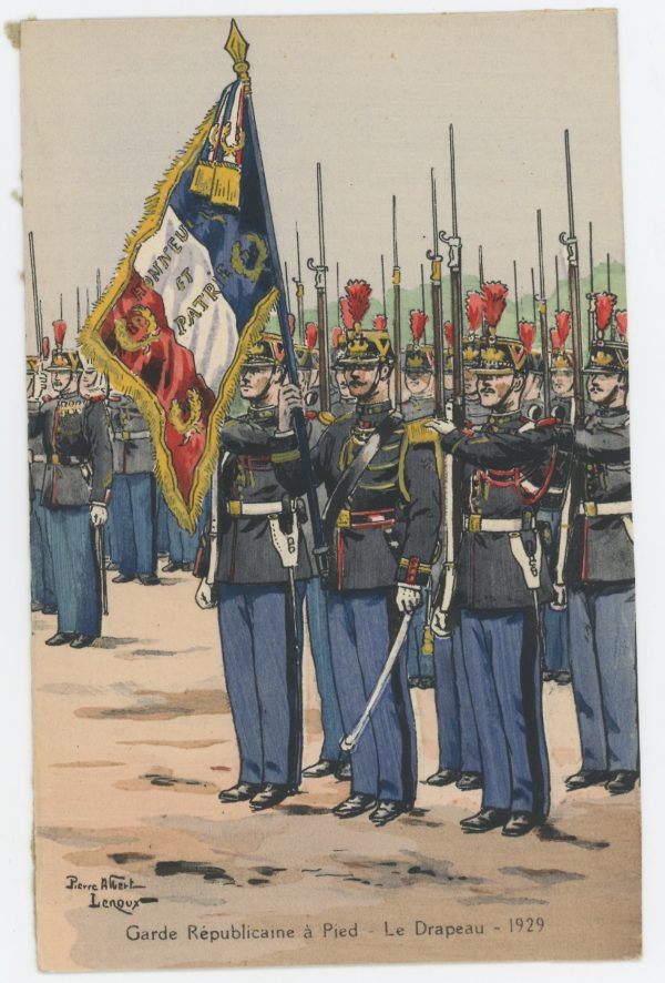 Carte Postale Illustrée - Pierre Albert Leroux- Edition Militaire Illustrées -Garde Républicaine Drapeau - 1930