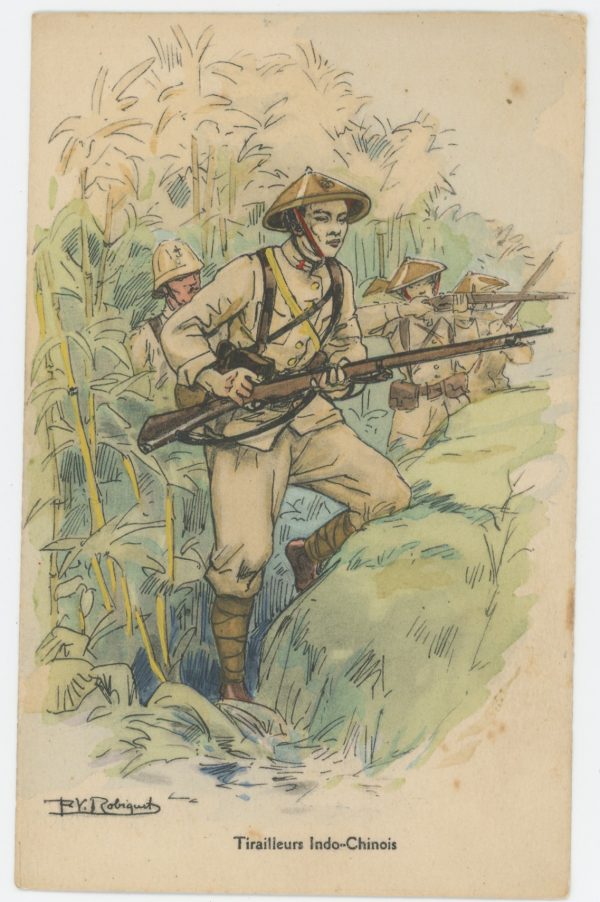 Carte Postale Illustrée - P.V Robiquet - Edition Militaire Illustrées - Tirailleurs Indo-Chinois - 1930