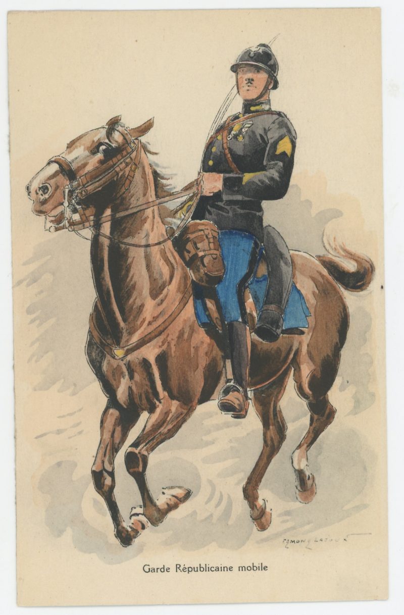 Carte Postale Illustrée - Edmond Lajoux - Edition Militaire Illustrées - Garde Républicaine Mobile - 1940