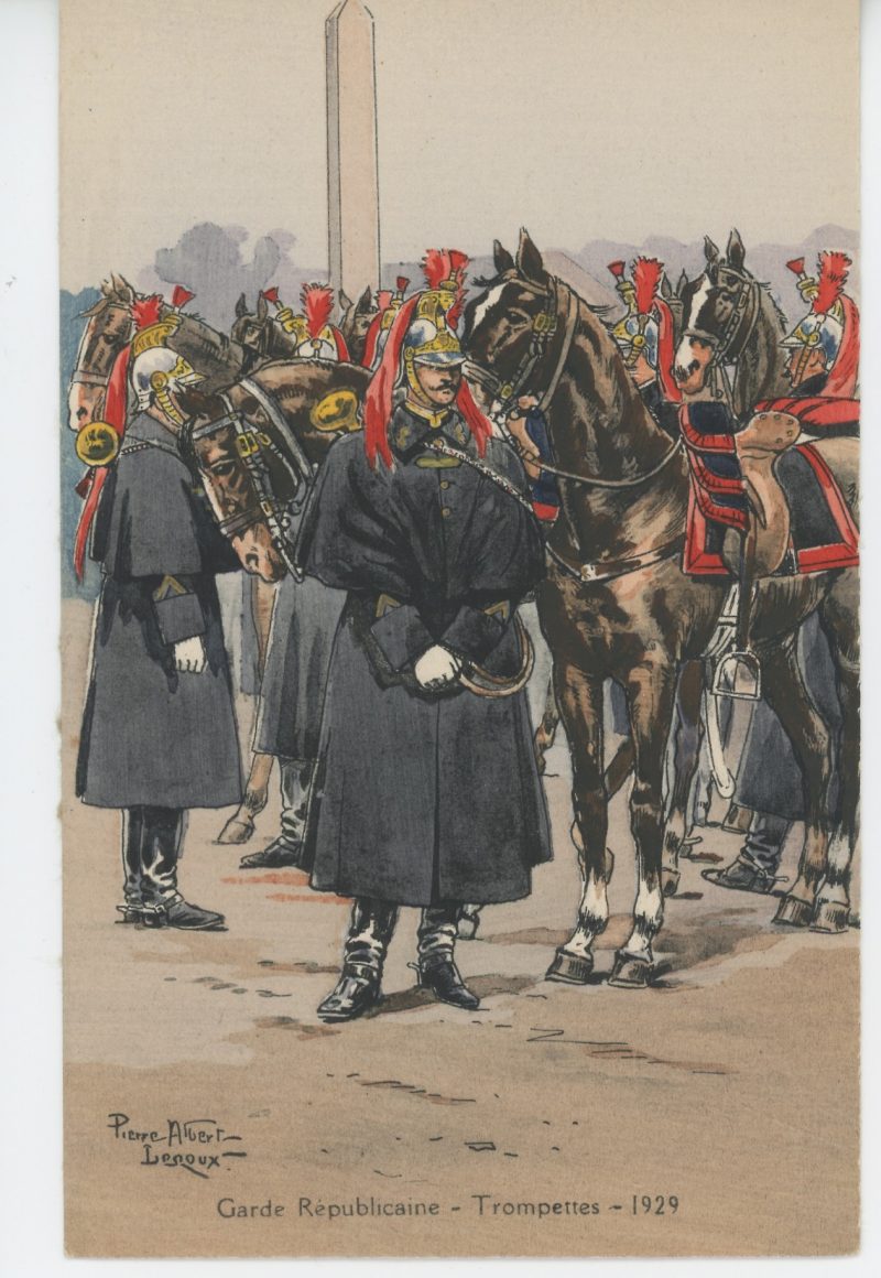 Carte Postale Illustrée - Pierre Albert Leroux- Edition Militaire Illustrées -Garde Républicaine à Cheval - Trompette - 1930