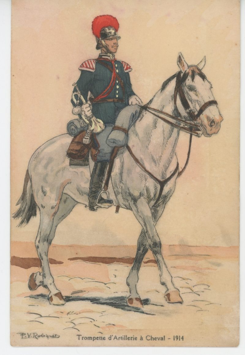 Carte Postale Illustrée - P.V. Robiquet - Edition Militaire Illustrées - Russie - Trompette artillerie à Cheval 1914