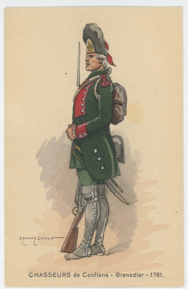 Carte Postale Illustrée - Edmond Lajoux - Edition Militaire Illustrées - Chasseurs de Conflans - Grenadier - 1761