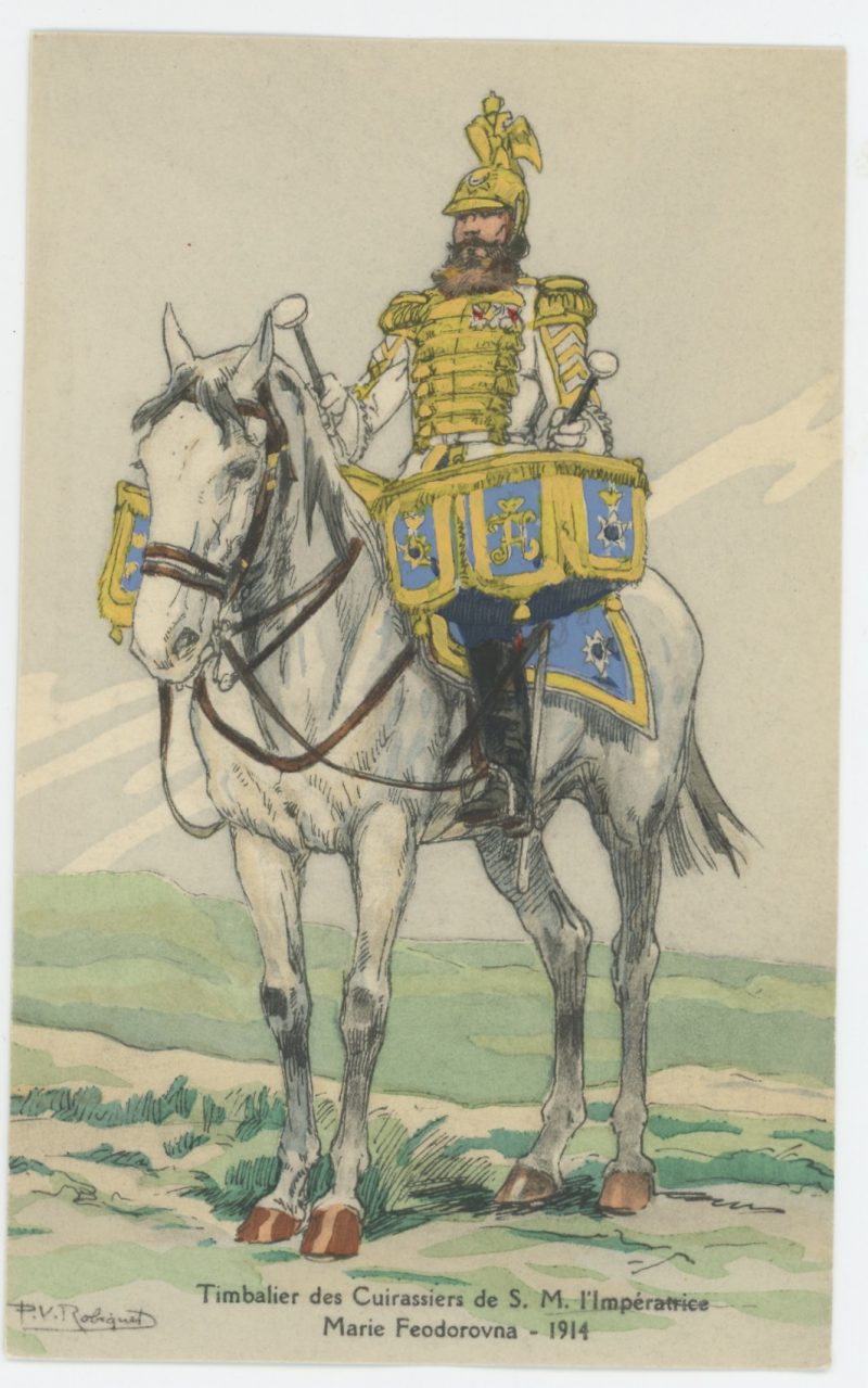 Carte Postale Illustrée - P.V. Robiquet - Edition Militaire Illustrées - Russie - Timbalier Cuirassier - 1914