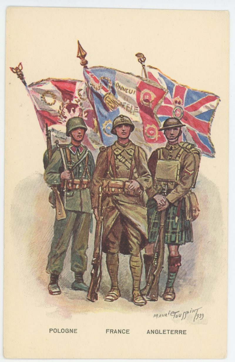 Carte Postale Illustrée - Maurice Toussaint - Edition Militaire Illustrées -1939 - Les alliés - France - Pologne - Angleterre