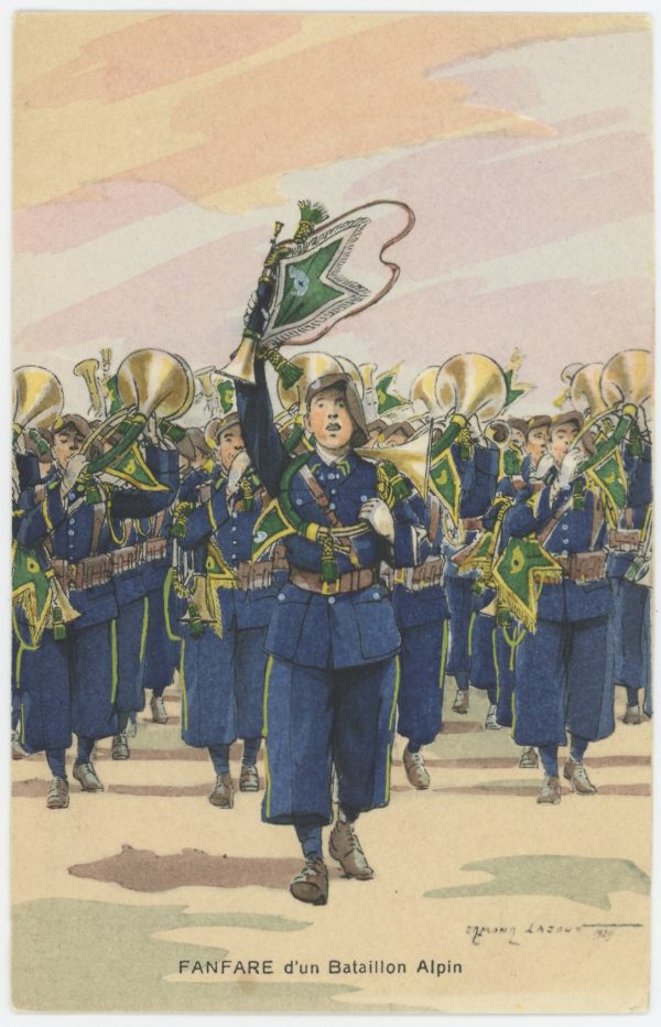 Carte Postale Illustrée - Edmond Lajoux - Edition Militaire Illustrées - Bataillon Alpin Fanfare- 1930