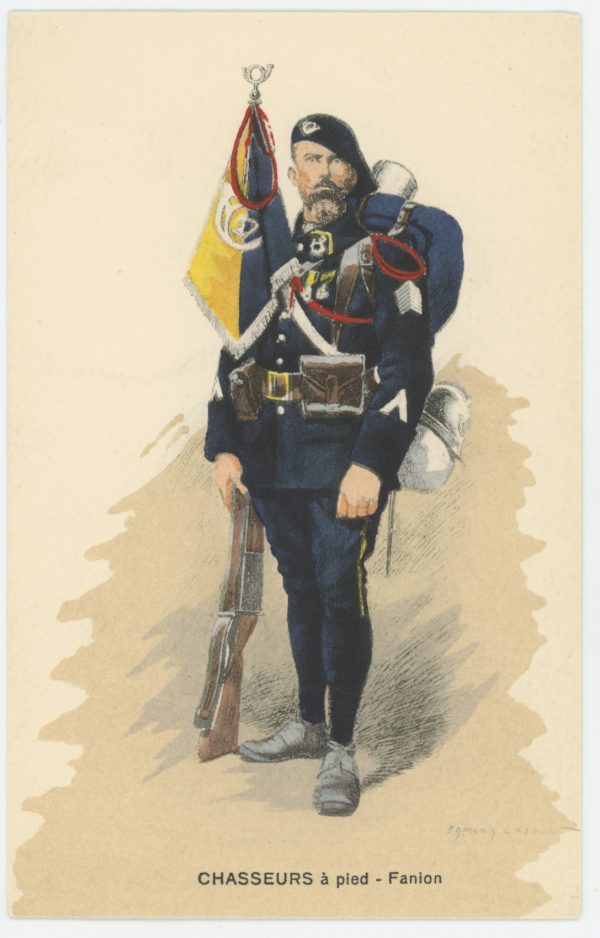 Carte Postale Illustrée - Edmond Lajoux - Edition Militaire Illustrées - Chasseur à Pied Fanion - 1930