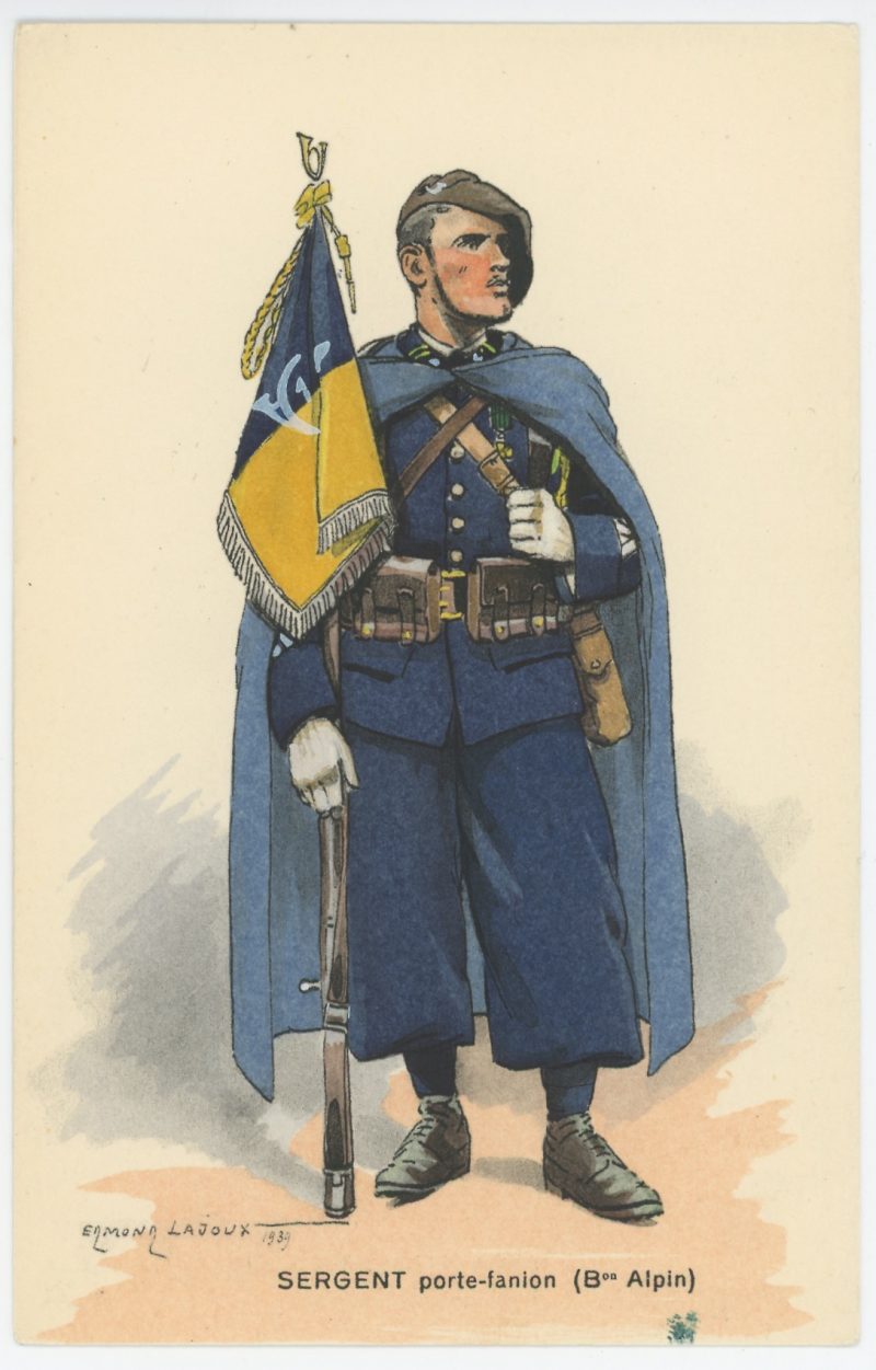 Carte Postale Illustrée - Edmond Lajoux - Edition Militaire Illustrées - Bataillon Alpin Porte Fanion - 1930