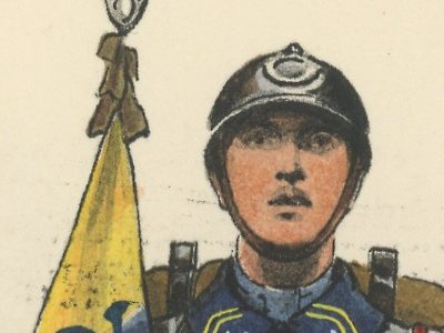 Carte Postale Illustrée - Edmond Lajoux - Edition Militaire Illustrées - Porte Fanion Chasseur à Pied - 1930