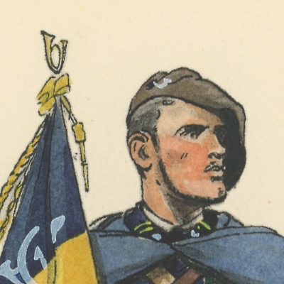 Carte Postale Illustrée - Edmond Lajoux - Edition Militaire Illustrées - Bataillon Alpin Porte Fanion - 1930