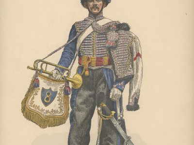 Gravure XX - Hussards 1855 - Uniforme - France - Trompette 8e Hussard - Crimée - Second Empire - Napoléon III - Rouffet 1905