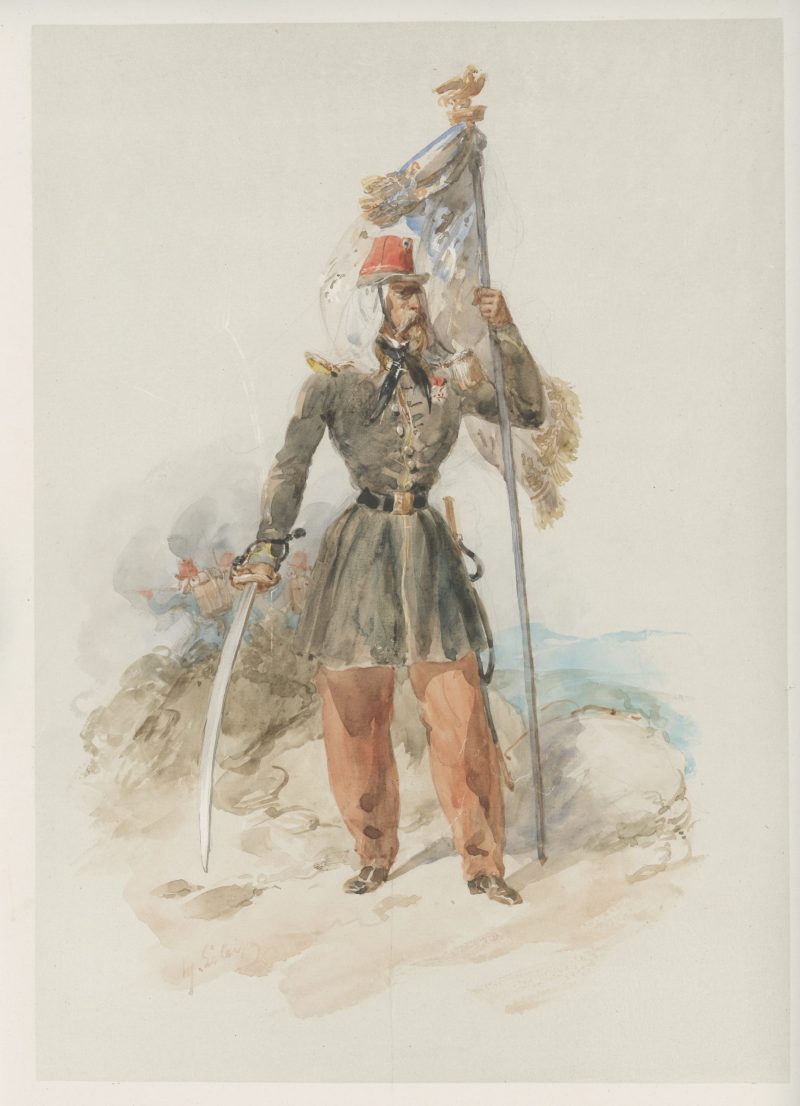 Dessin Aquarelle - Infanterie Française - Second Empire - Uniforme - Dessin Originale - François Hippolyte Lalaisse