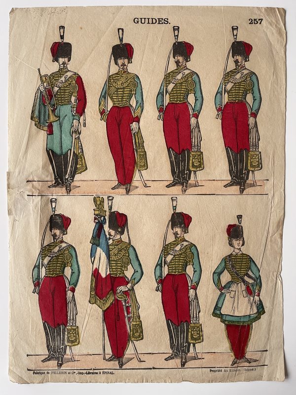 Planche imagerie Epinal - Pellerin Editeur - N°257 - Guides de la garde Impériale - Second Empire - Armée Française