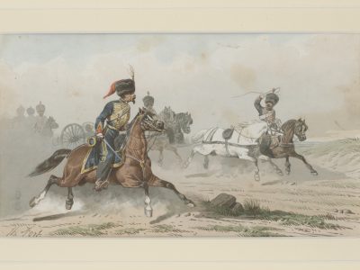 Dessin Aquarelle - Artillerie Française - Garde Impériale - Second Empire - Uniforme - Dessin Originale - Théodore Fort