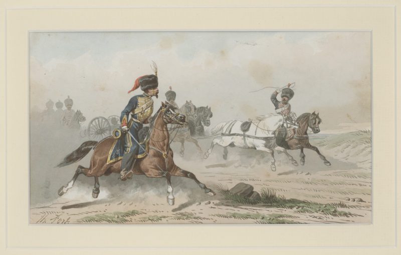 Dessin Aquarelle - Artillerie Française - Garde Impériale - Second Empire - Uniforme - Dessin Originale - Théodore Fort