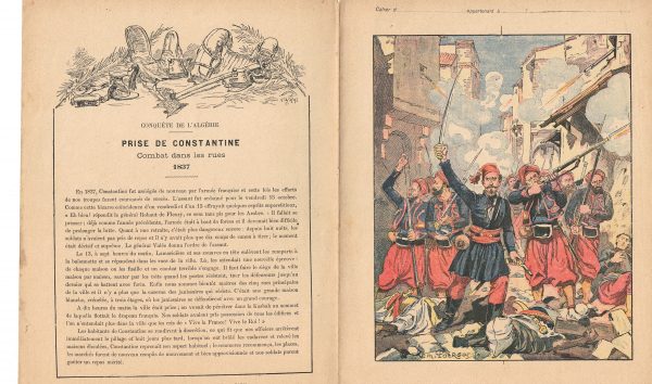 Petit Protège Cahier Scolaire Histoire de France - XIX illustration - Les Sièges célèbres à travers les Ages - Zouaves - Siège de Constantine - 1836/1837