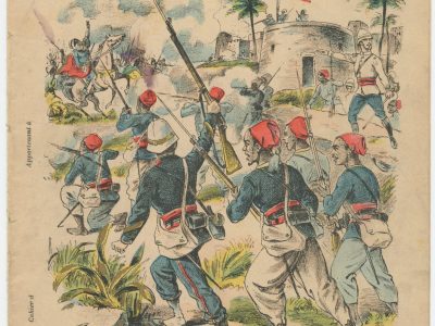 Petit Protège Cahier Scolaire Histoire de France - XIX illustration - Le Drapeau Français - La Mission Marchand - Fachoda - Tirailleurs Sénégalais