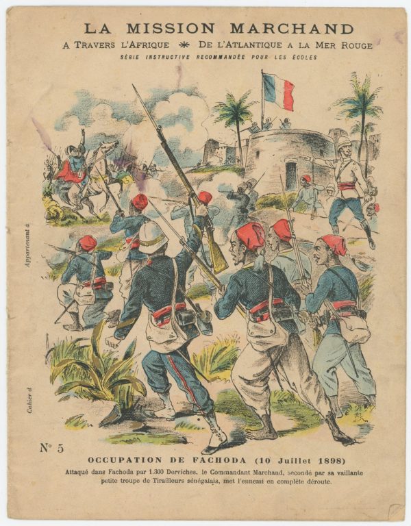 Petit Protège Cahier Scolaire Histoire de France - XIX illustration - Le Drapeau Français - La Mission Marchand - Fachoda - Tirailleurs Sénégalais