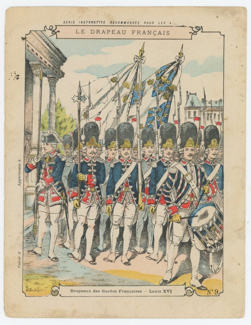 Petit Protège Cahier Scolaire Histoire de France - XIX illustration - Le Drapeau Français - René Louis - Garde Français Louis XVI