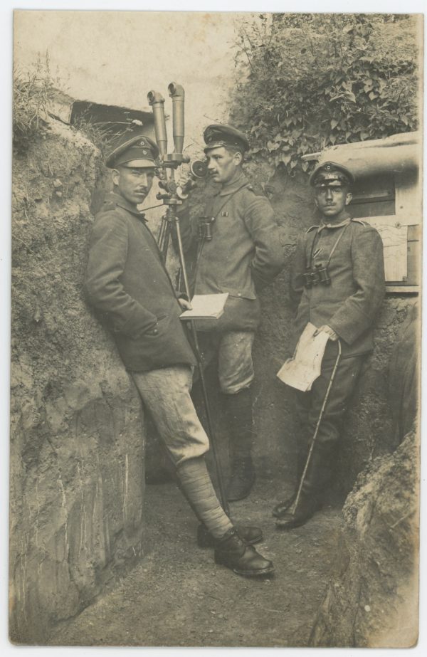 Carte Ancienne Photographie - Guerre 14/18 - Armée Allemande - Infanterie - Prusse / Alsaciens - Conscription - Casque à Pointe - Artillerie - Observation