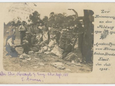 Carte Ancienne Photographie - Guerre 14/18 - Armée Allemande - 125ème Landwehr Infanterie - Prusse / Alsaciens - Conscription - Prusse Campagne 1914/1915 - Camp distribution courrier.