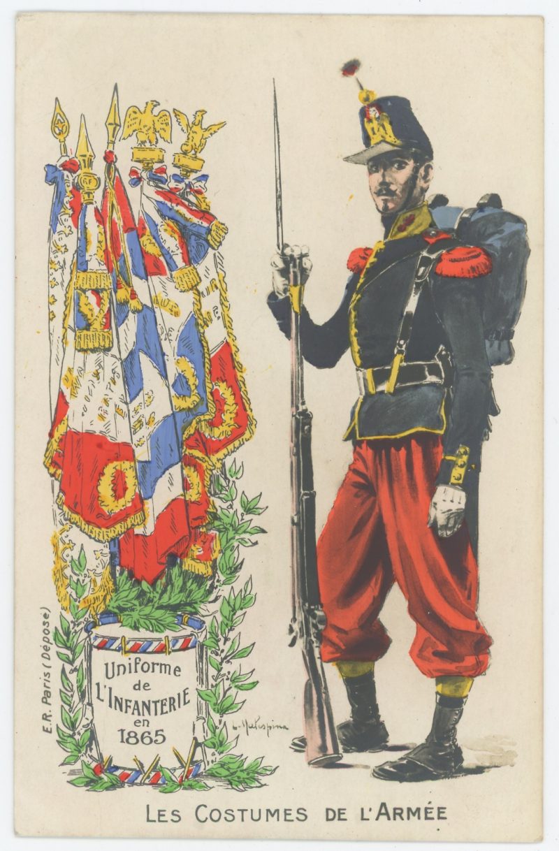 Carte Postale Illustrée - Malespina - Edition E.R.Paris - Infanterie Second Empire 1865 - Uniforme - Les costumes de l'armée