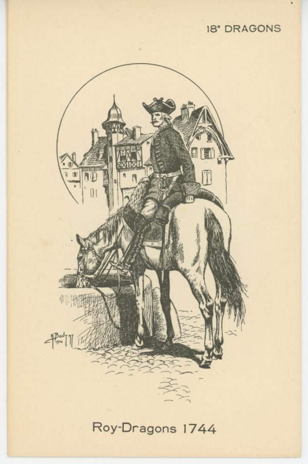 Lot 12 Cartes Postales Illustrées - Henry Boutmy - Edition DEBAR Reims - Historique uniforme du 18 Régiment de Dragons - Série complete