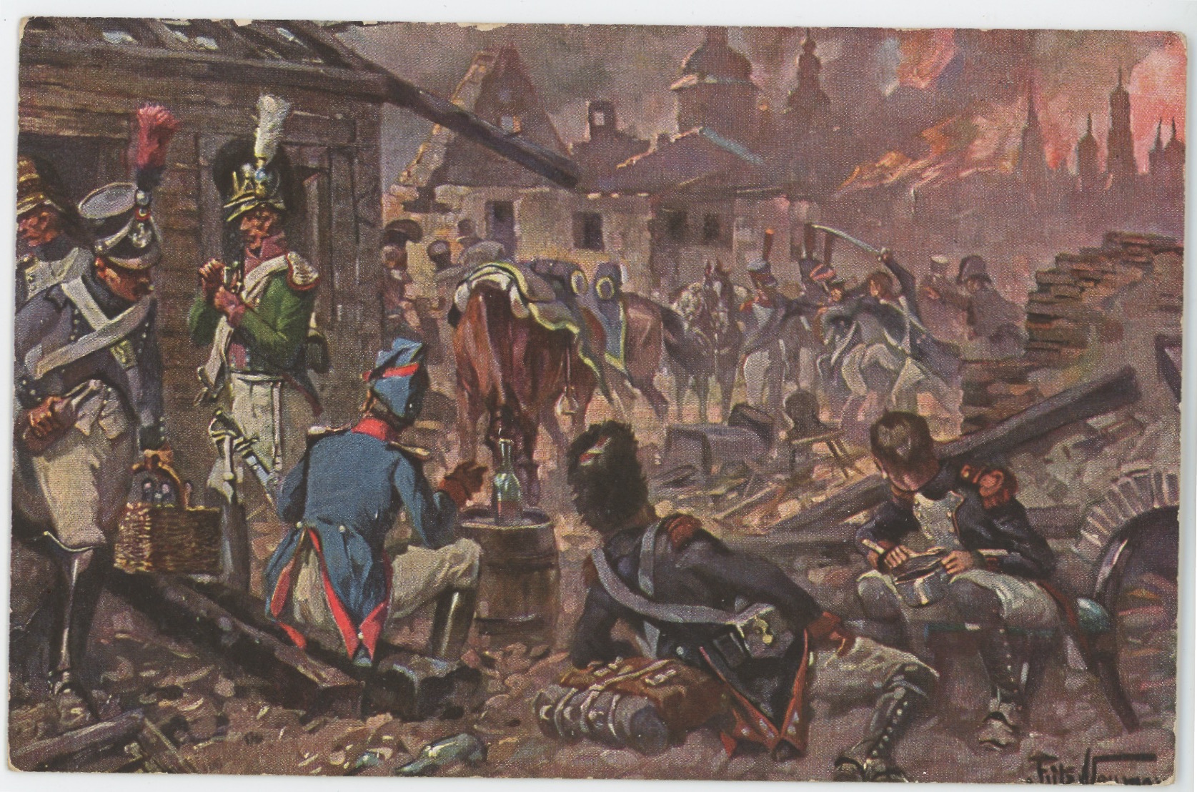 Француз русь. Наполеон в Москве 1812. Французы грабят Москву 1812г.