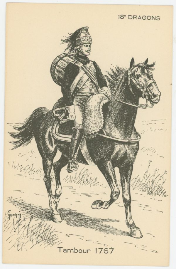 Lot 12 Cartes Postales Illustrées - Henry Boutmy - Edition DEBAR Reims - Historique uniforme du 18 Régiment de Dragons - Série complete