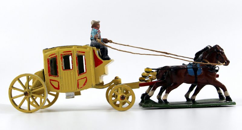 Diligence Figurine Quiralu Cowboy - Conquête de l'ouest - Chevaux - Attelages et ses guides