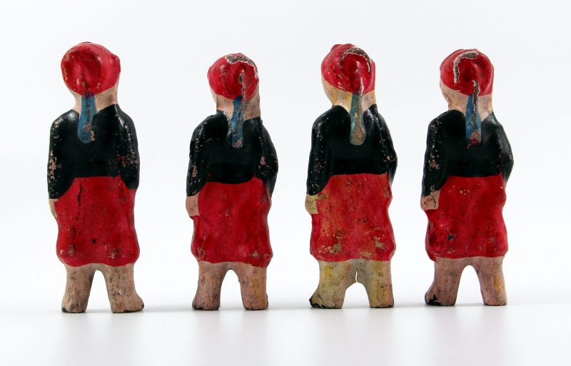 4 Anciennes Figurines Bon Dufour en composition - Zouaves - Soldats - Uniforme - 3ème République