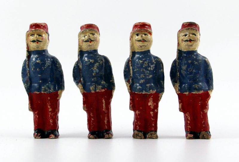 4 Anciennes Figurines Bon Dufour en composition - Chausseur à Cheval - Soldats - Uniforme - 3ème République
