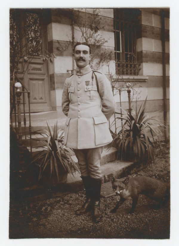 Photo papier originale - Soldat 14/18 - Médaille Militaire - Croix de Guerre Citation - Fourragère - Uniforme - 21 régiment à Définir - Renard Empaillé -