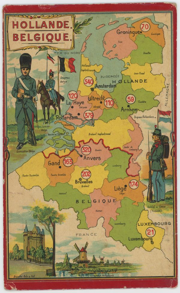 Jeu de loto - Loto des Uniformes - Armée Europe - XIX - 10 Plaquettes de jeu - Chromolithographie - Uniforme et Pays - Jeu Enfants - Guerre 14/18