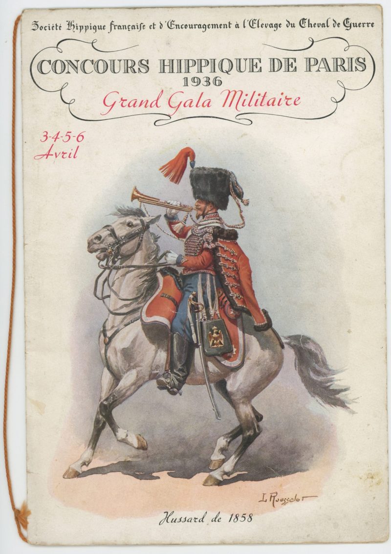 Programme Concours Hippique de Paris 1936 - Société Hippique Française - Cheval de Guerre - Illustration Lucien Rousselot - Hussard - Spahis