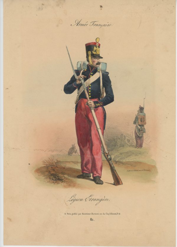 Gravure XIX - Martinet - L'armée française - Uniforme -Soldat - Monarchie de Juillet - 1830 et 1848 - Légion Etrangère