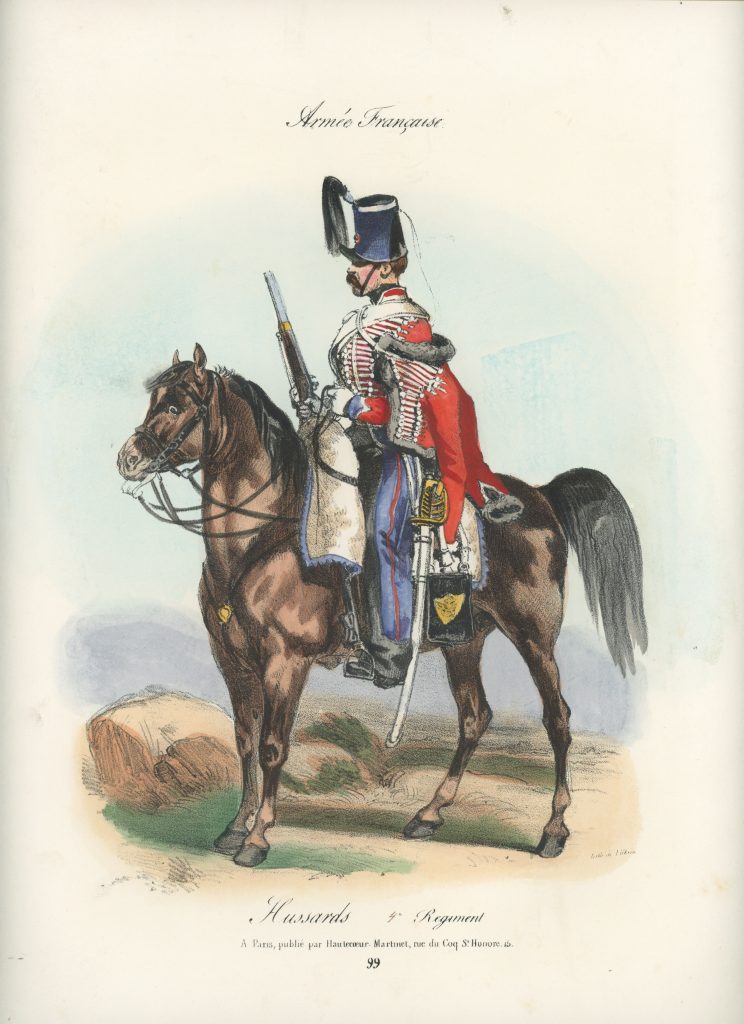 Gravure XIX - Martinet - L'armée française - Uniforme -Soldat - Monarchie de Juillet - 1830 et 1848 - Hussards 4 régiment
