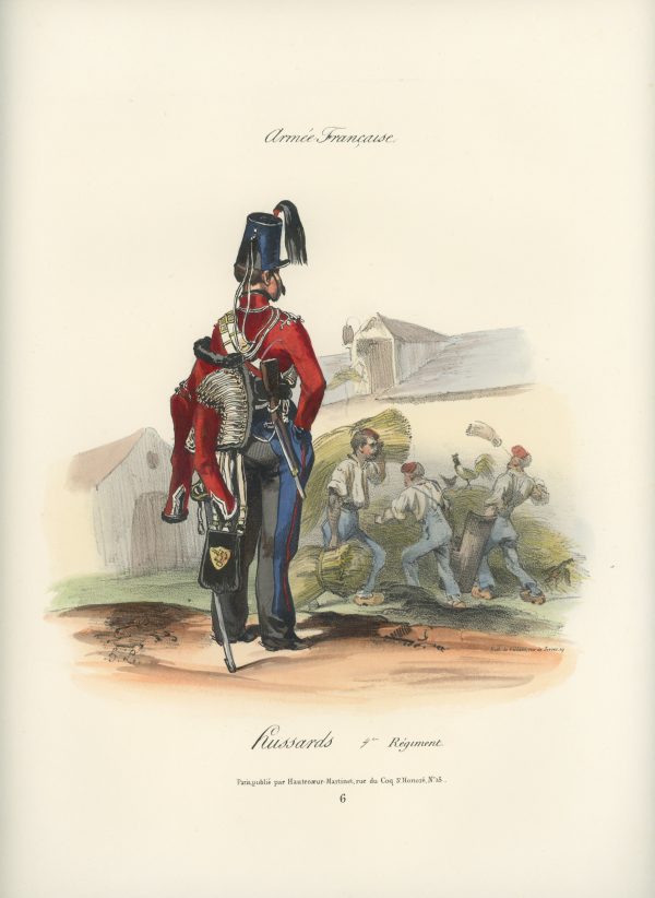 Gravure XIX - Martinet - L'armée française - Uniforme -Soldat - Monarchie de Juillet - 1830 et 1848 - Hussards 4 régiment